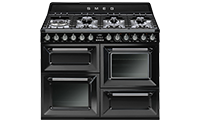 Smeg TR4110BL1 110cm Dual Fuel Cooker Black