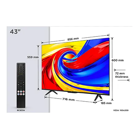 TCL 43P7L-UK 43" 4K HDR QLED Direct LED Google TV