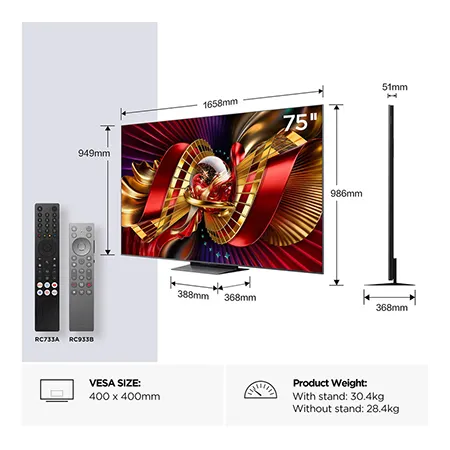 TCL 75C8L-UK 75" 4K Ultra HD QD-Mini LED Google TV