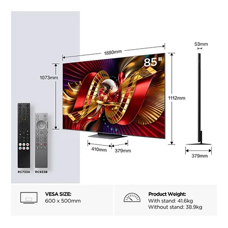 TCL 85C8L-UK 85" 4K Ultra HD QD-Mini LED Google TV