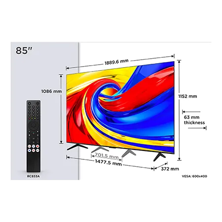 TCL 85P7L-UK 85" 4K HDR QLED Direct LED Google TV