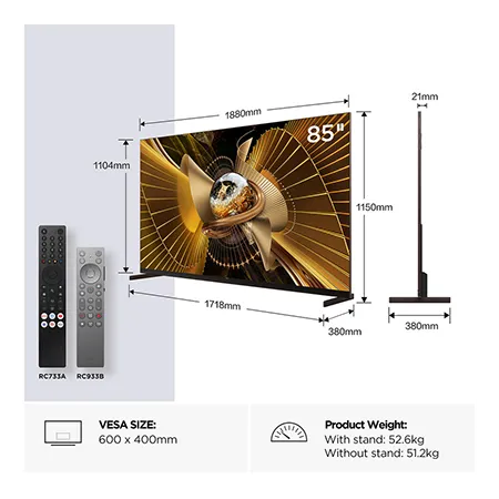 TCL 85X11L-UK 85" 4K Ultra HD SQD MINI LED Google TV