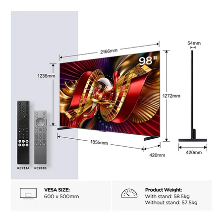 TCL 98C8L-UK 98" 4K Ultra HD QD-Mini LED Google TV