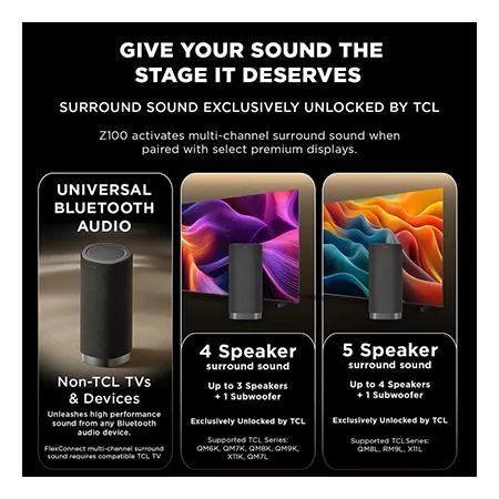 TCL Z100 Metal-UK Wireless Dolby Atmos FlexConnect Speaker - Black