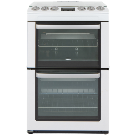 Zanussi ZCG552GWC, Gas Cooker with Double Oven and 4 Burner Lidded Hob.Ex-Display Model